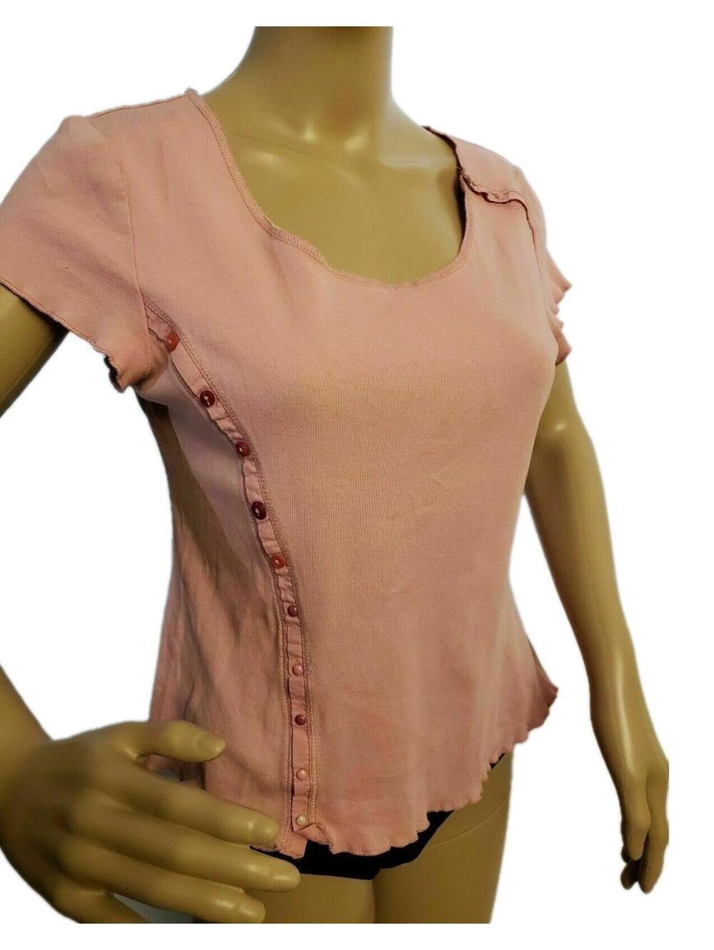 Per Una Short sleeve Soft Pink Textured Women's Tee Top Blouse Size 14 EUC